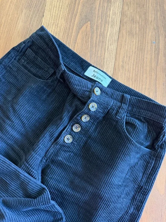 Reformation black corduroy pants size 26 perfect condition smoke pet free home - Picture 3 of 5